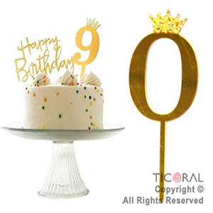 CAKE TOPPER DORADO NUMERO 0 (17 x 6 cm)  X 1
